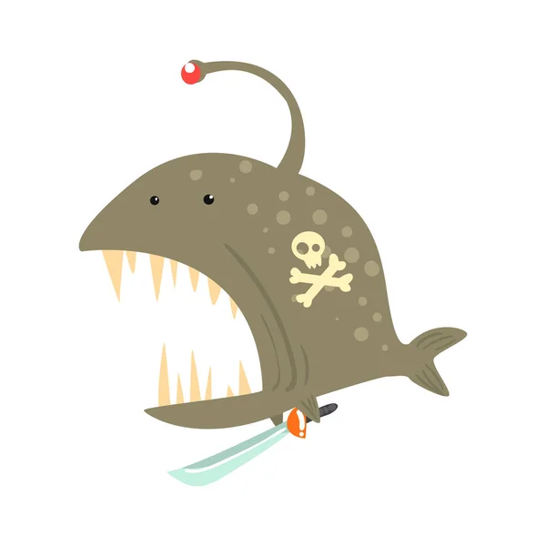 Rybář ryby znakem pirát — Stockový vektor