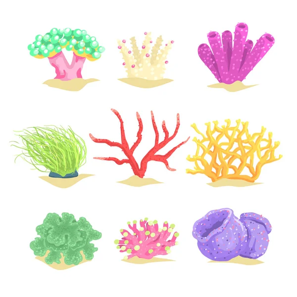 Ensemble de plantes sous-marines — Image vectorielle