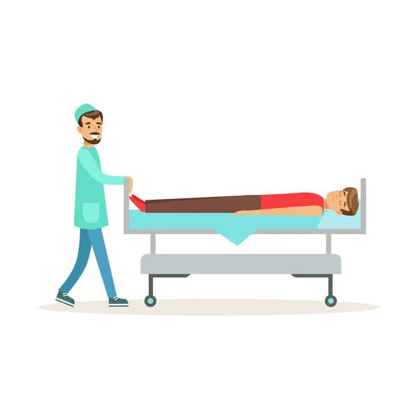 Acil doktor yaralı adam taşıma — Stok Vektör