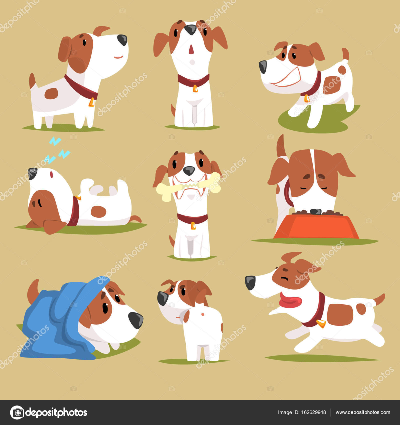 Funny puppy daily routine set Stock Vector Image by ©TopVectors #162629948