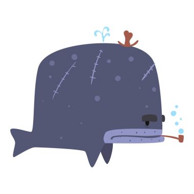 Komik karikatür balina korsan 