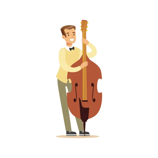 Young cellist playing cello — Stock Vector