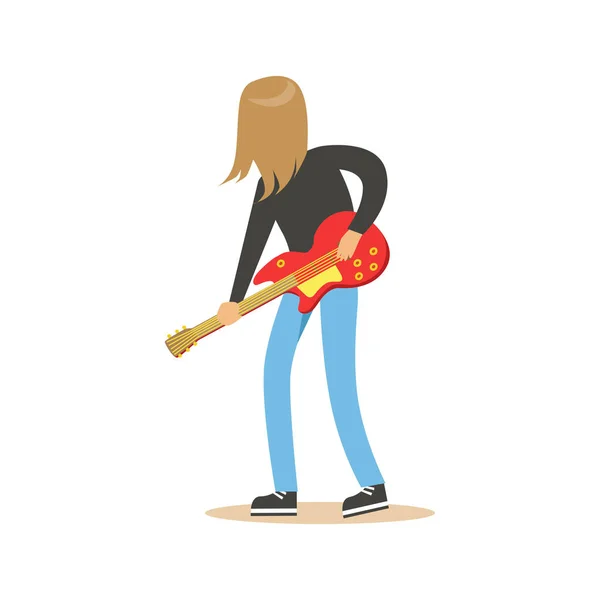 Guitariste aux cheveux longs — Image vectorielle