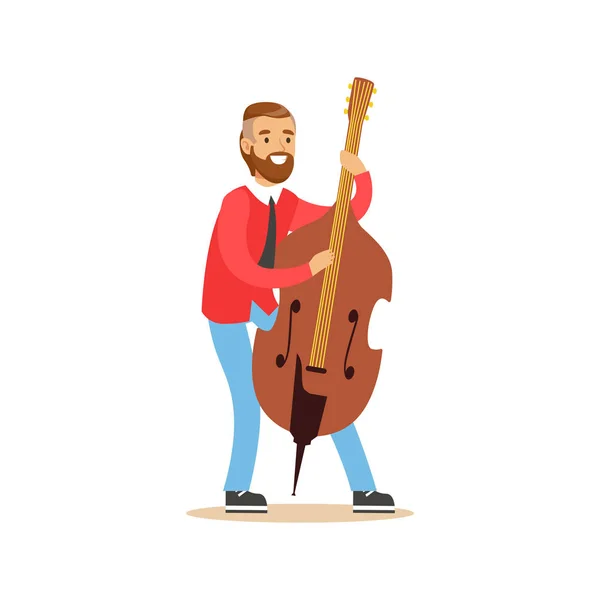 Male cellist playing cello — Stock Vector