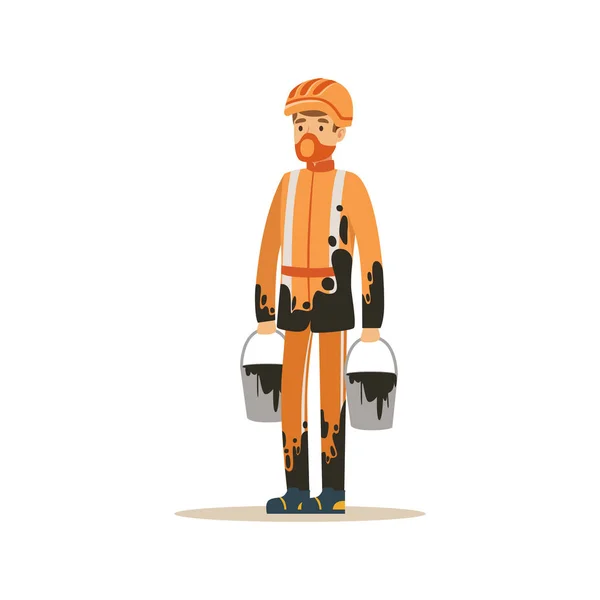 Ölmann in orange gebeizter Uniform — Stockvektor