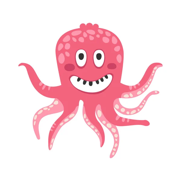 Cartoon roze octopus — Stockvector