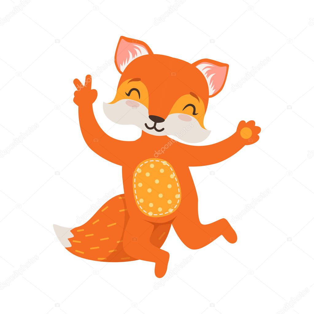 Cute orange fox character dancing