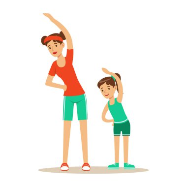  kadın ve kız fitness egzersizleri yapıyor