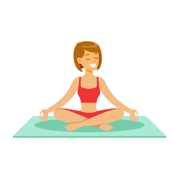 Hermosa joven Mujer meditando — Vector de stock