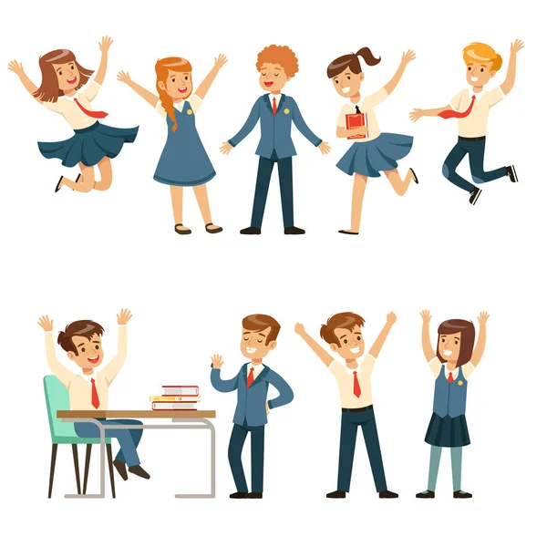 Murid berseragam sekolah biru — Stok Ilustrasi Murid berseragam sekolah biru Stok Vektor
