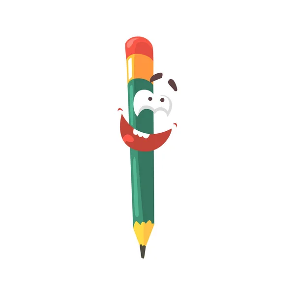 かわいい漫画緑色鉛筆 — ストックベクタ