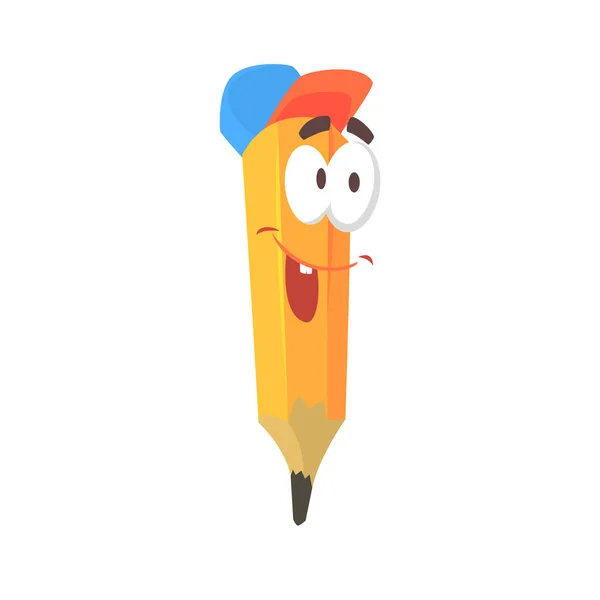 Cute cartoon yellow pencil — Stock Vector
