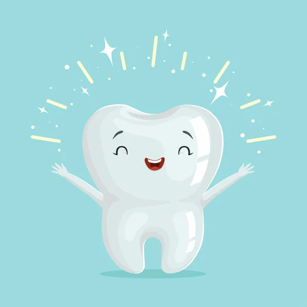 Cute shiny cartoon tooth character — Stock Vector