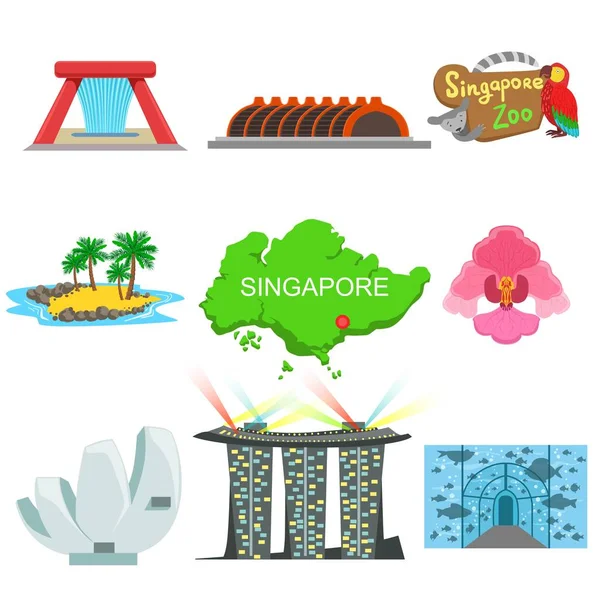 Singapore toeristische symbolen collectie — Stockvector