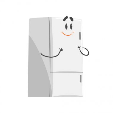 Cute smiling cartoon fridge character clipart