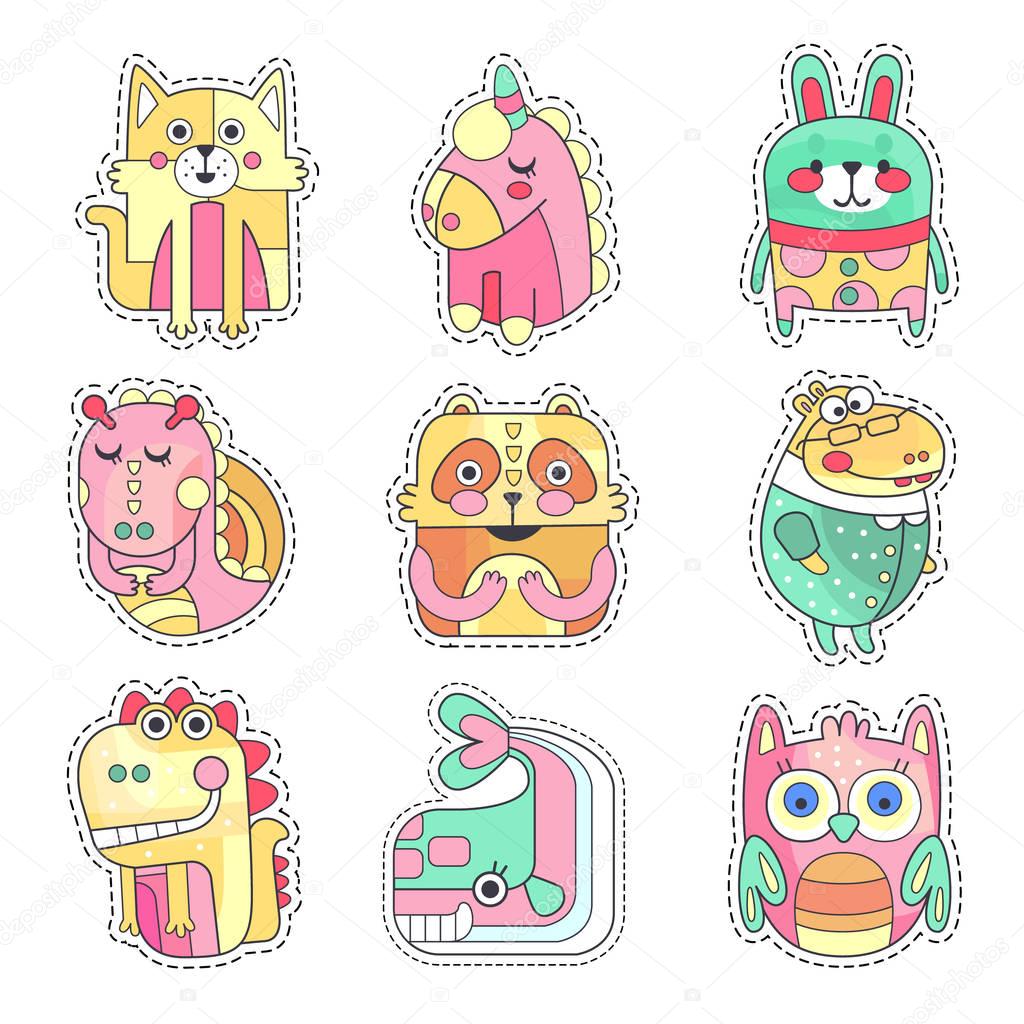 Cute colorful cloth patches set