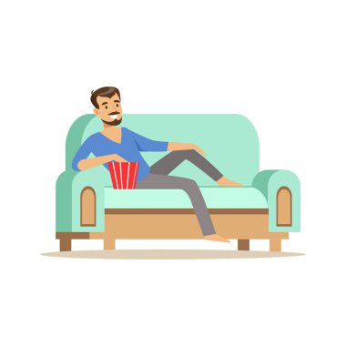 Adam kanepede yatan genç sakallı