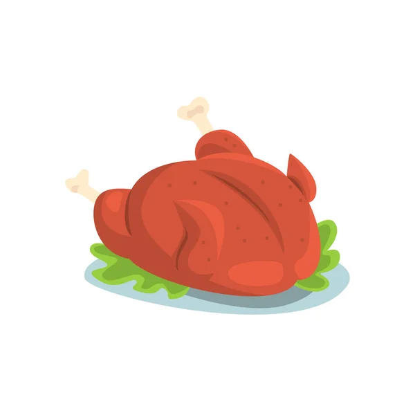 Poulet rôti sur assiette — Image vectorielle