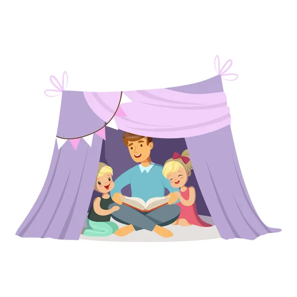 Crianças se divertindo na cabana — Vetor de Stock