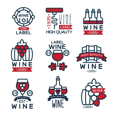 Kırmızı şarap vintage etiketleri kümesi