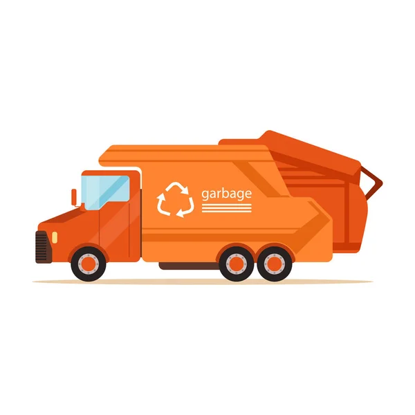 Orange garbage collector truck — Stock Vector