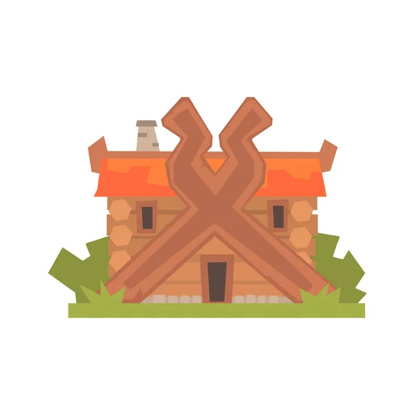 Antigua casa de troncos de madera — Vector de stock