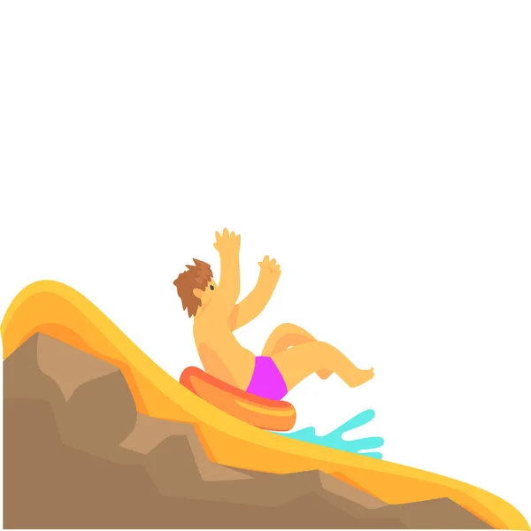 Man having fun on water slide — Stock Vector