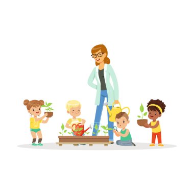 Sevimli kız ve erkek öğretmen yardım 