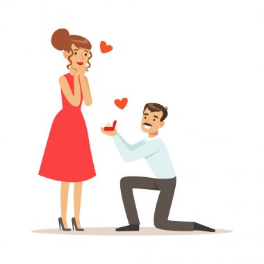 Elegant man proposing marriage to woman clipart