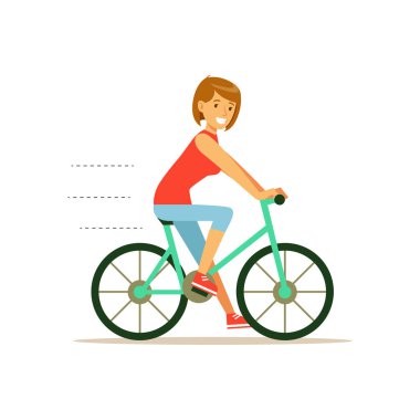 Bisiklet süren genç bir kadın