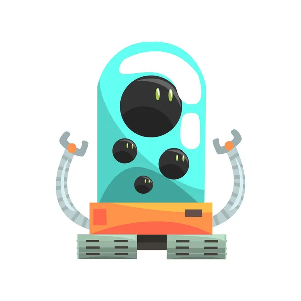 Personaje divertido robot rastreador de dibujos animados — Vector de stock