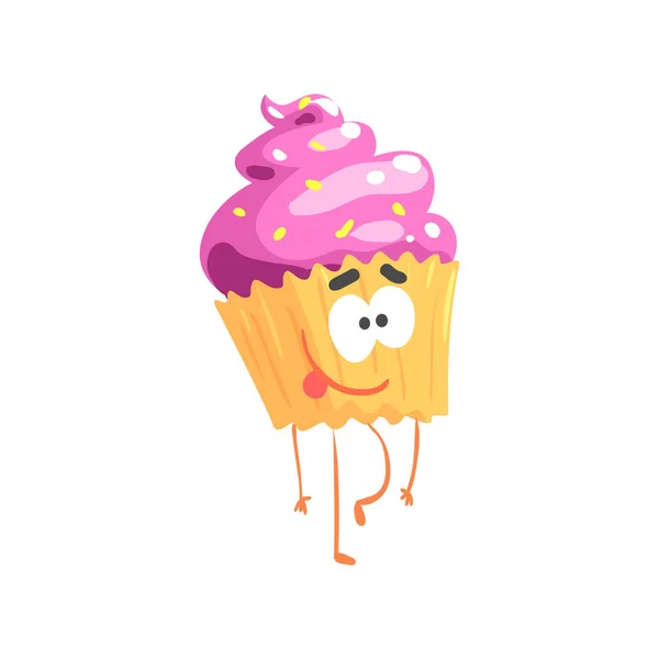 Karakter aranyos édes cupcake — Stock Vector