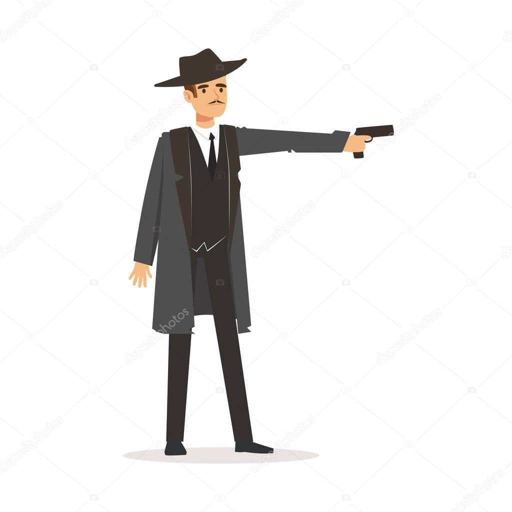 Mafia character aiming with gun 