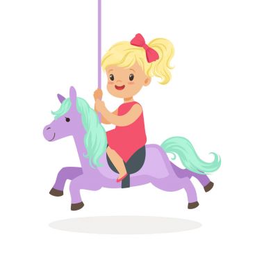 küçük kız atlıkarınca at binme