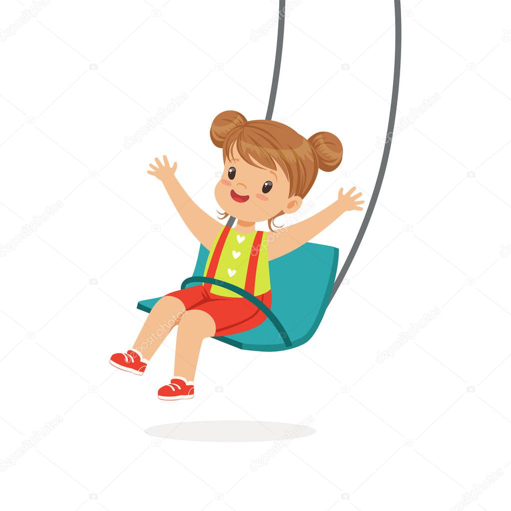 Cute girl swinging on swing