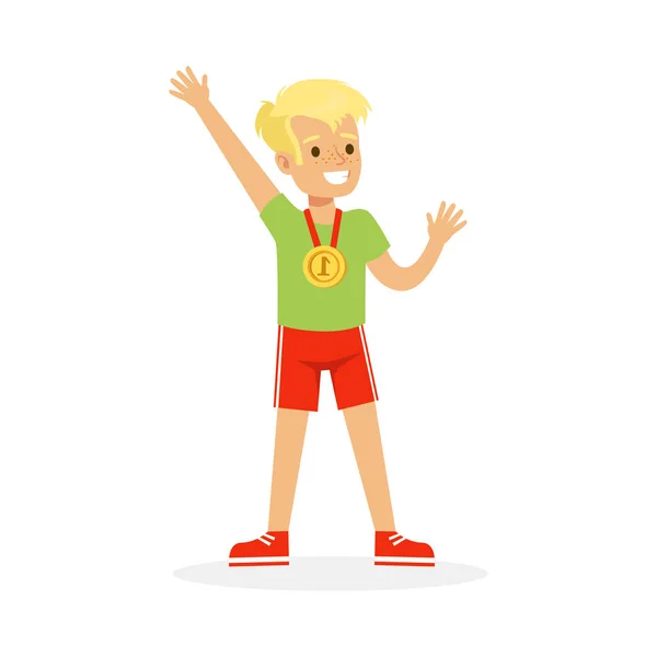 Young boy with medal — Stock Vector