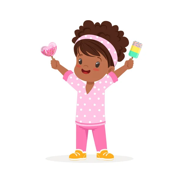 Cute girl with ice cream — Stock Vector