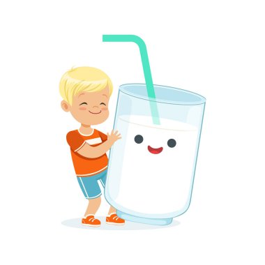 küçük çocuk ve komik süt cam 