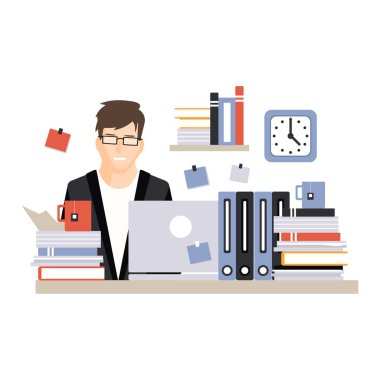 dizüstü bilgisayar ile işadamı karakter 