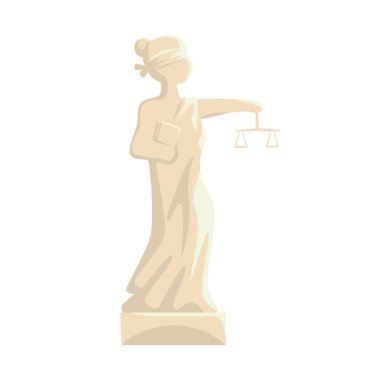 Themis Femida statue, Lady of Justice cartoon vector Illustration clipart