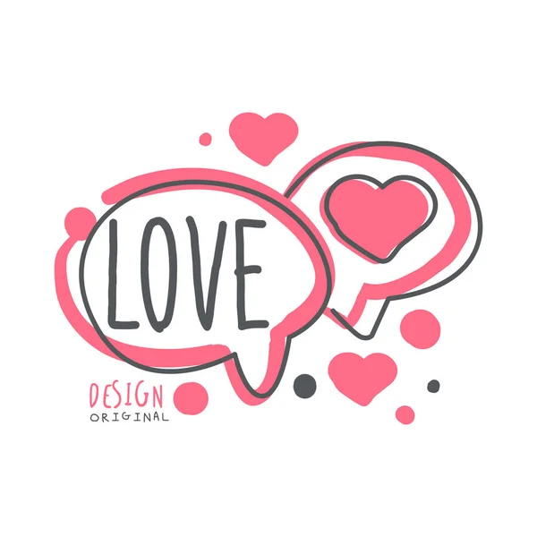 Love logo template, colorful hand drawn vector Illustration — Stock Vector