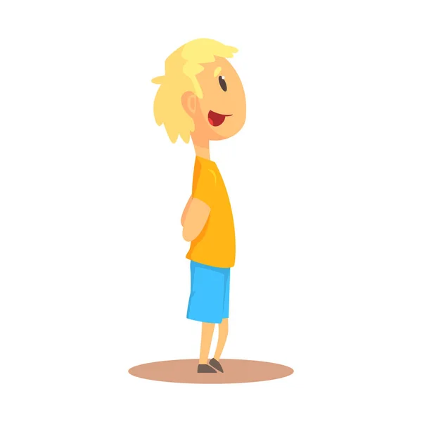 Lindo niño riendo feliz viendo algo de dibujos animados coloridos vector detallado Ilustración — Vector de stock