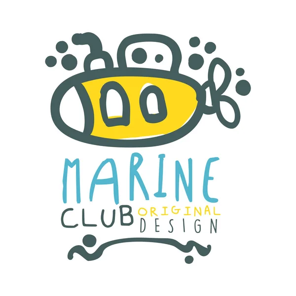 Design originale del logo del club marino, viaggi estivi e sport disegnati a mano colorato vettore Illustrazione — Vettoriale Stock
