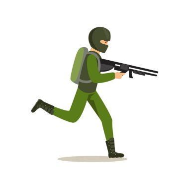 Piyade Asker karakter kamuflaj otomatik saldırı tüfeği vektör çizim ile mücadele tek tip çalışan birlikleri