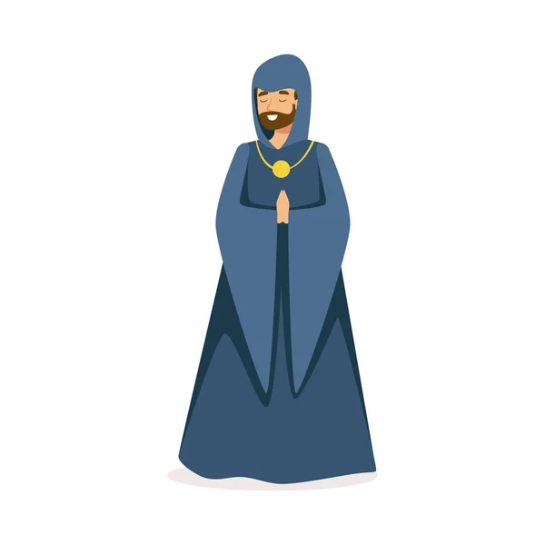 Europejskiej średniowieczny mnich katolicki charakter kolorowe wektor ilustracja — Wektor stockowy