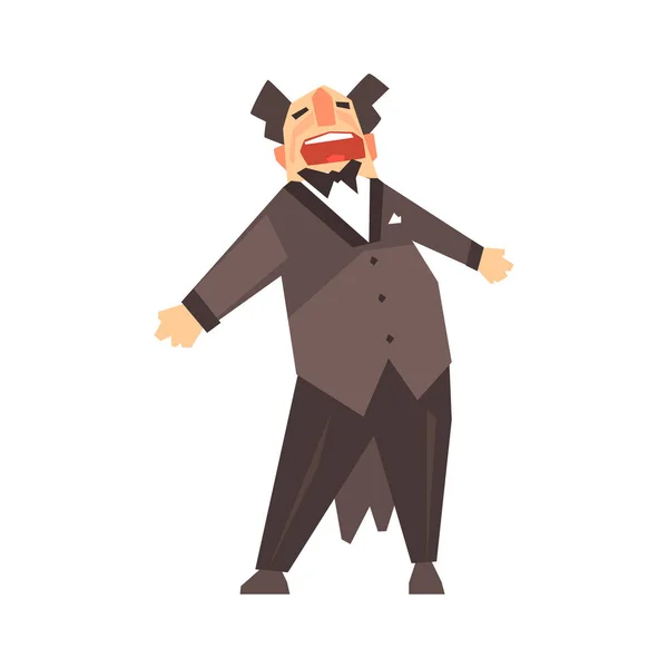 Cantor de ópera masculino personagem cartoon vector Ilustração —  Vetores de Stock