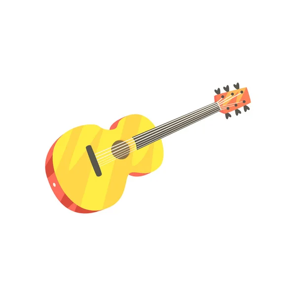 Guitarra clásica de madera, vector de dibujos animados instrumento musical Ilustración — Vector de stock