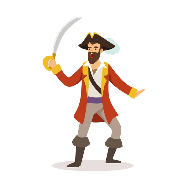 Brave pirate sailor character with sabre vector Illustration — Stock Vector