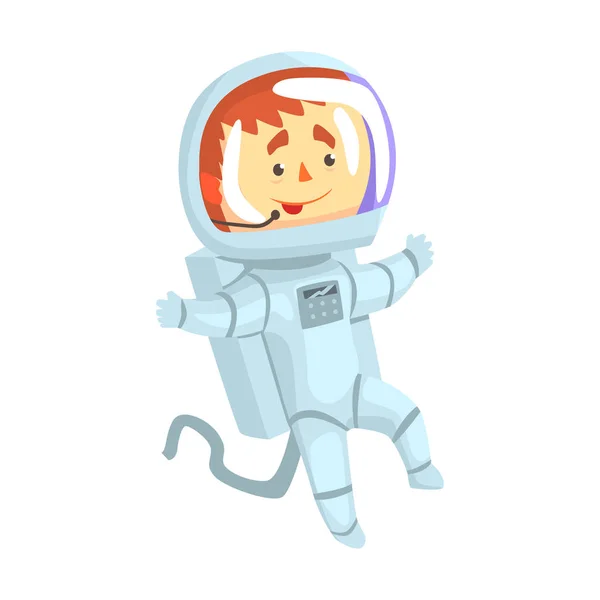 Мужчина-космонавт или астронавт в белом костюме — стоковый вектор