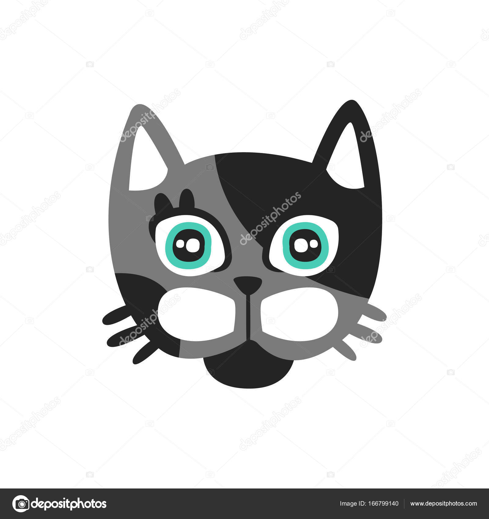 Tête De Chat Noir Et Gris Image Vectorielle Topvectors